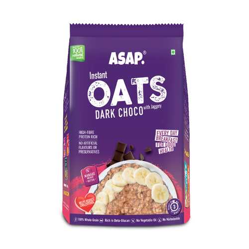 ASAP Dark Choco Instant Oatmeal 1 kg with Almonds & Raisins | High on fibre and helps reduce cholesterol | 100% Whole Grains | 100% Natural | No Maltodextrin, artificial flavours or preservatives