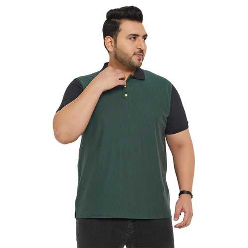 Men Plus Size Away Colorblock Polo Tshirt