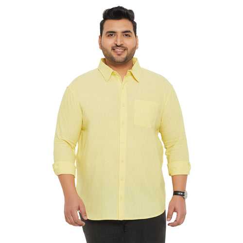 Men Plus Size Base-Yellow Solid Shirt