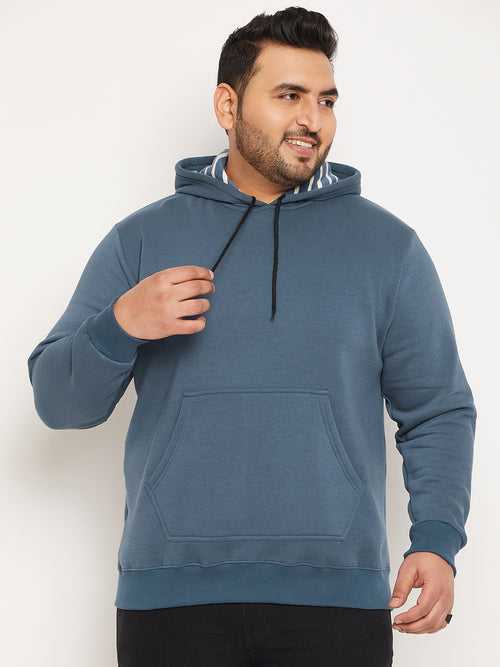 Men Plus Size Drape Solid Sweatshirt