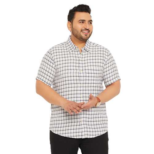 Men Plus Size Fission-White Check Shirt