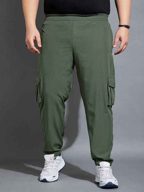 Men Plus Size Kelvin-Green Solid Trackpant