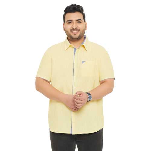 Men Plus Size Linkin-Yellow Solid Shirt