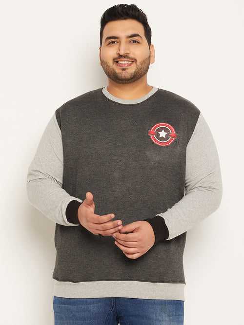 Men Plus Size Reveals Colorblock Sweatshirt