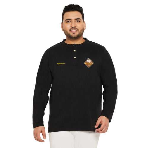 Men Plus Size Trimp Solid Henley Tshirt