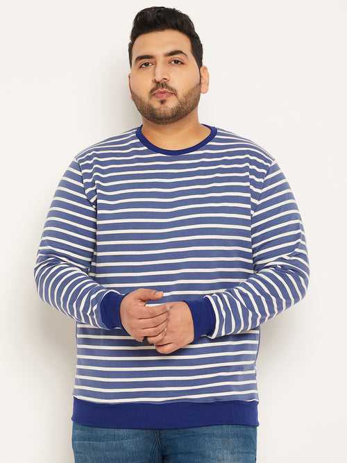 Men Plus Size Worrior Striped Sweatshirt