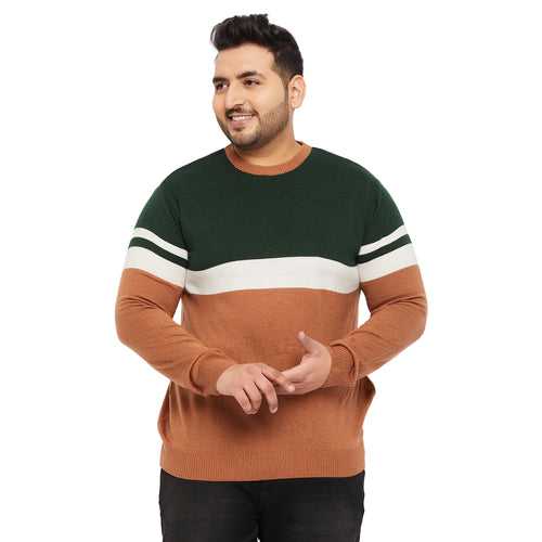 Men Plus Size Windser Striped Sweater