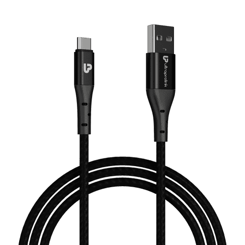 USB A- Type C Fast Charging Cable 1.5m Zoom 65W UL1097BLK-0150