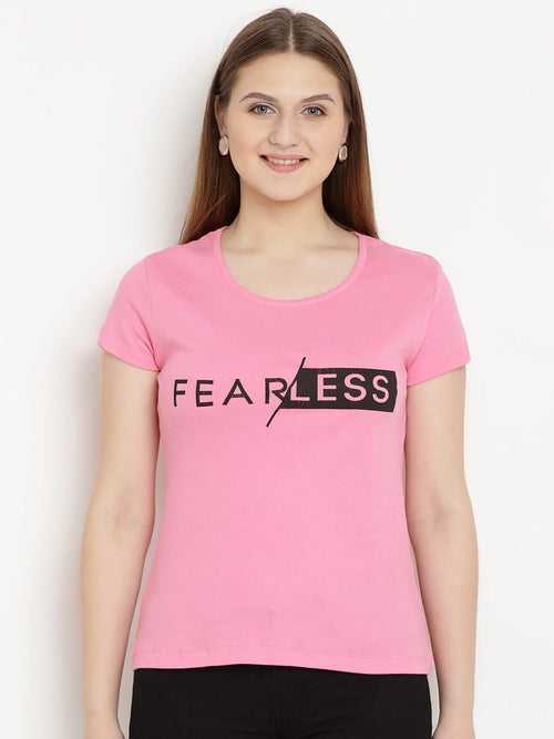 Berrytree Organic Cotton  Women T-shirt Pink Fearless