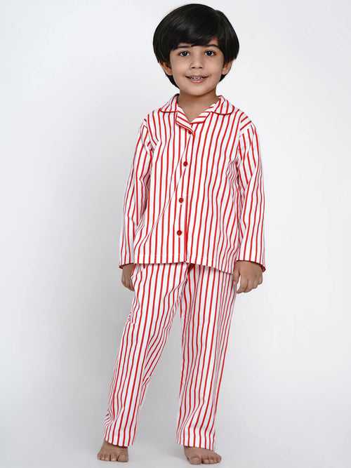 Berrytree Night Suit Red Stripes Boy