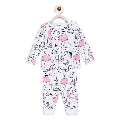 Shop Berrytree Organic Night Suit for Baby Girl: Unicorn Moons