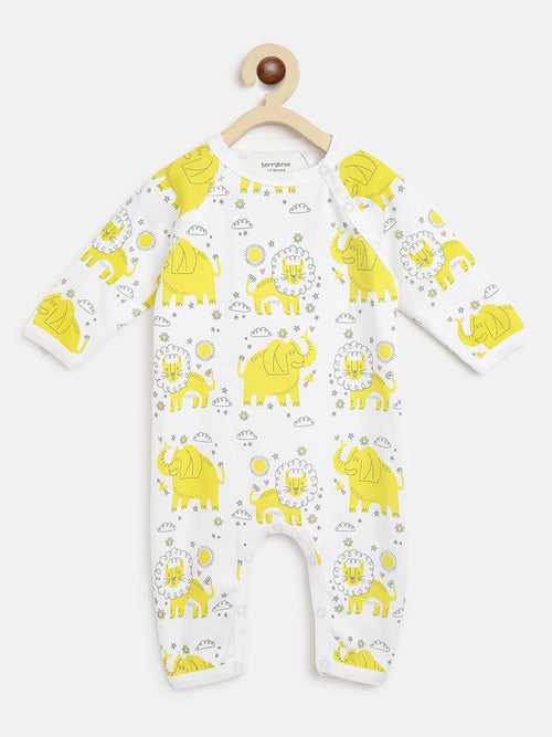 Berrytree Organic Cotton Baby Rompers : Yellow Lion