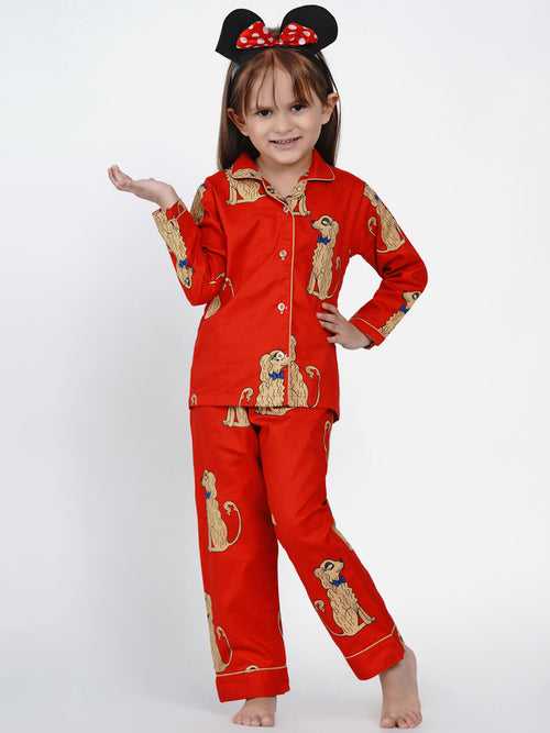 Berrytree Night Suit Red Dogs Girl