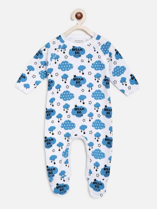 Berrytree Organic Cotton Baby Rompers : Blue Clouds