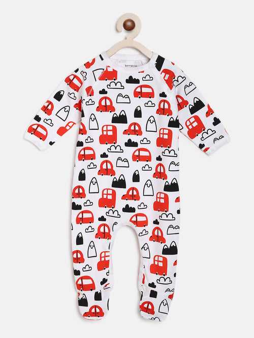 Berrytree Organic Cotton Baby Rompers : Red Cars