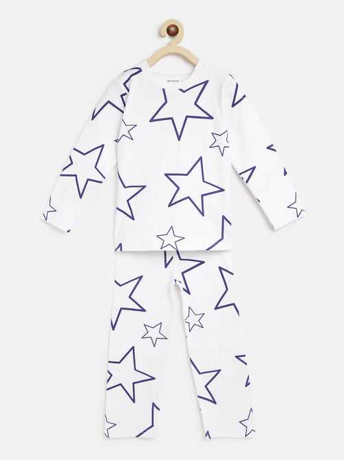 Berrytree Organic Night Suit Blue Star White