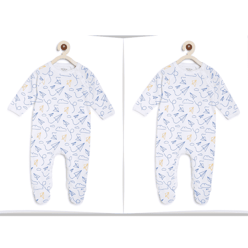 Twins Baby Boy dress : Blue Planes Romper