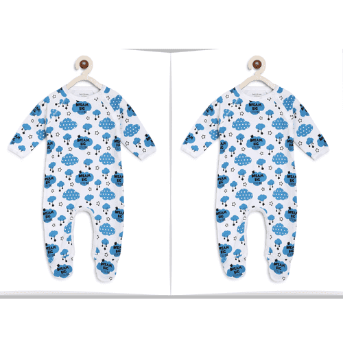 Twin Baby Clothes : Blue Clouds Romper