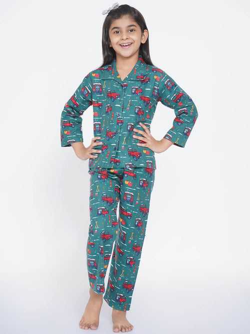 Berrytree Soft Night Suit Girls: Cars Green