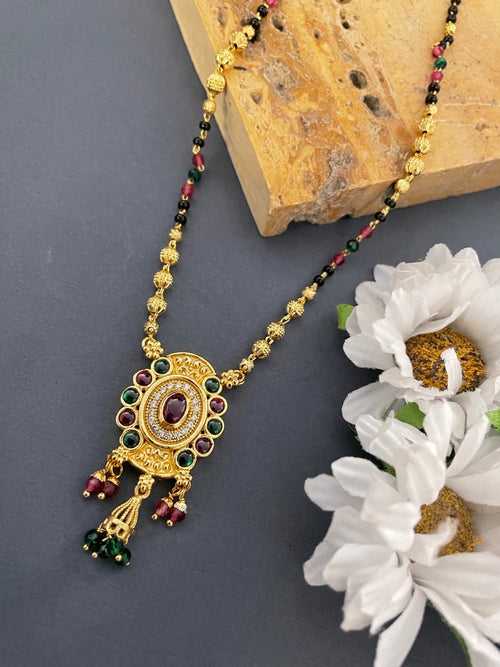 Short Mangalsutra AD Floral Pendant