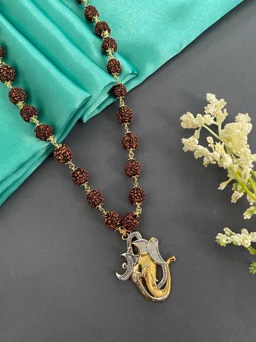 Lord Ganesha Pendant Rudraksha Gold mala