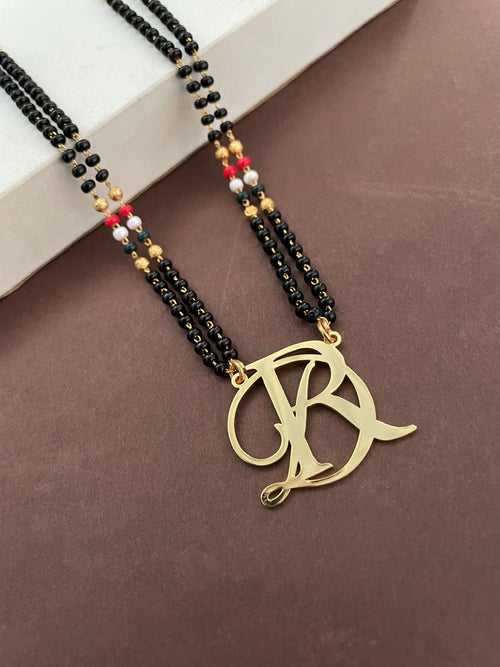 Custom Initial Pendant Name Short Tiranga Mangalsutra Necklace (24 Inches)