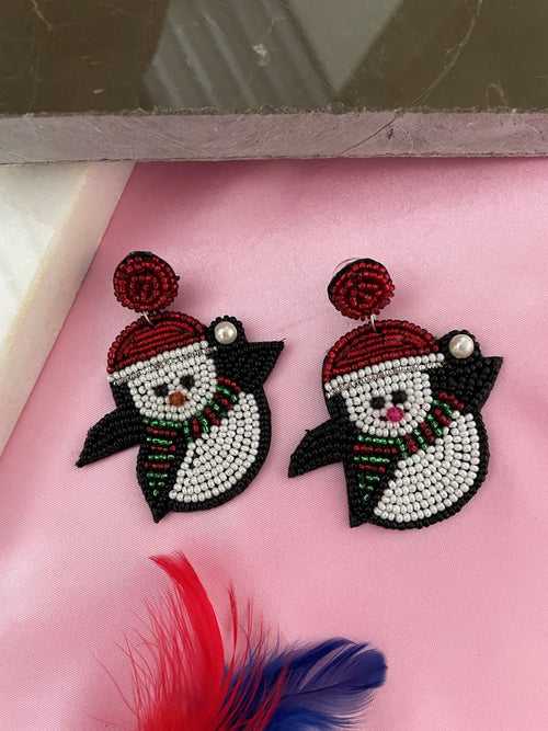 Christmas Snowman Beaded Earrings