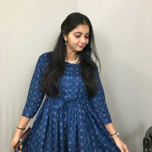 Maternity Kurti with Feeding Zips - Peacock Blue Fine