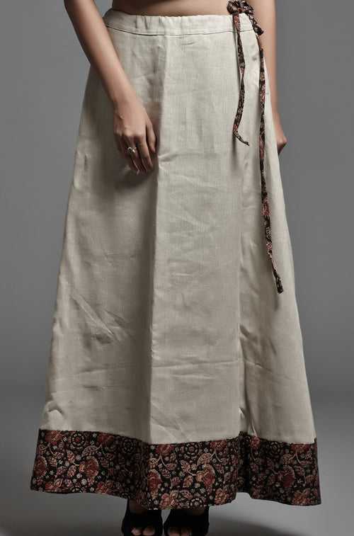 Linen Skirt + Kalamkari