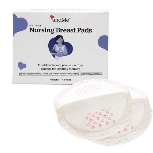 andMe Disposable Breast Pads For Feeding Mothers - 42 pieces | Premium Ultra Thin Breathable Fabric | Soft Inner Lining For Enhanced Comfort | Invisible Fit | Super Absorbent | Waterproof with Overnight Leak Protection