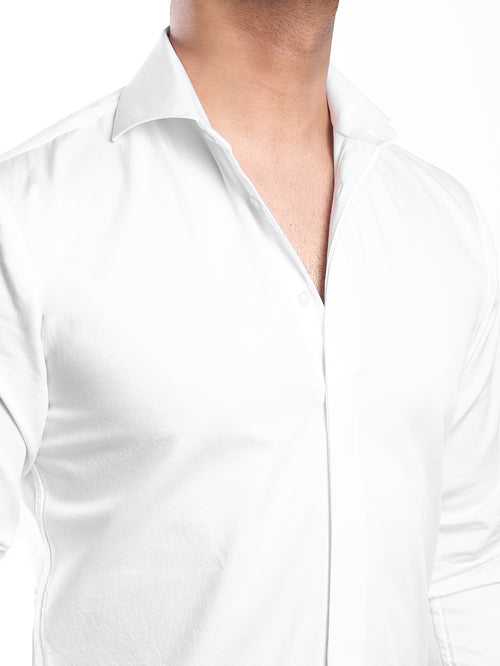 White Cut-Away Collar Minimal Shirt (Premium Collection)
