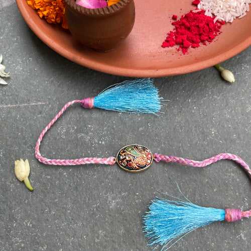 Tanjore Rakhi - Light Blue