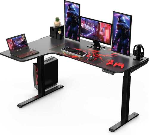 Eureka Gaming Table - 60 Inches, Dual Motor Electric Height Adjustment, Black