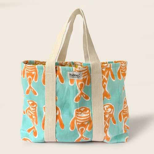 FERRY - Bubbles : Hand-Printed 100% Cotton Kids Tote Bag by MAPAYAH