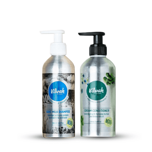 Vilvah - Best Seller Hair Combo - Goat Milk Shampoo+ Cream Conditioner