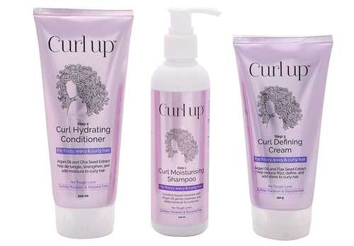 Curl up Care for Curls Bundle- Moisturizing Shampoo + Hydrating Conditioner + Defining Cream