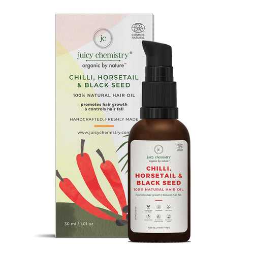 Juicy Chemistry -   CHILLI, HORSETAIL & BLACK SEED HAIR OIL  - 30ml/1.01oz