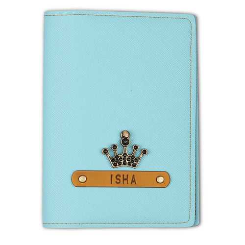 Personalized Powder Blue Textured Passport Cover