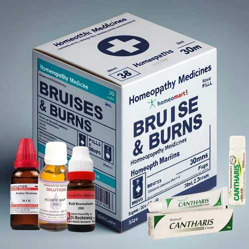 Homeopathy First Aid Medicines for Bruises and Skin Burns