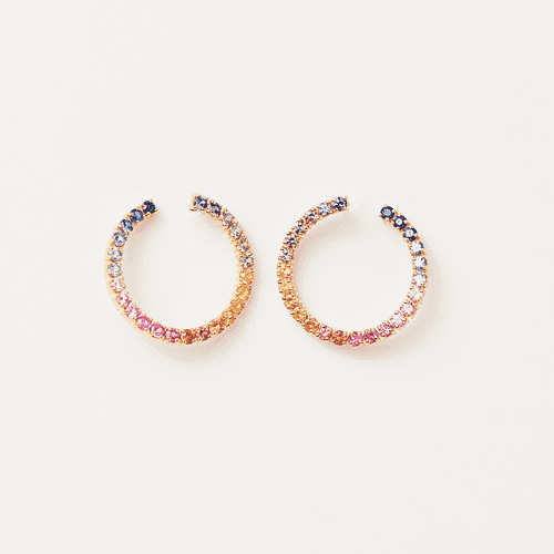 Rainbow Sapphire Hoops