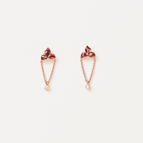 Bud Dropchain Earrings with Garnets and Diamonds