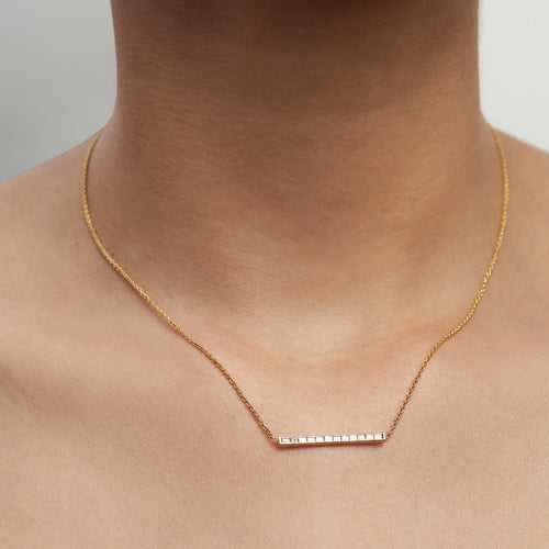 Bar Necklace with Baguette Diamonds