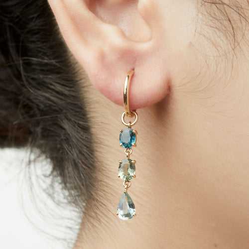 Mismatched Ombre Tourmaline Loops (3+1) + Small Hoops