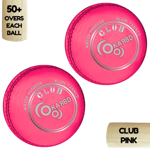 Cricket Leather Ball | 50+ Overs | Club Pink | Pack of 2