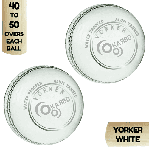 Cricket Leather Ball | 40 to 50 Overs | Yorker White | Pack of 2