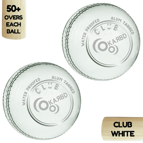 Cricket Leather Ball | 50+ Overs | Club White | Pack of 2