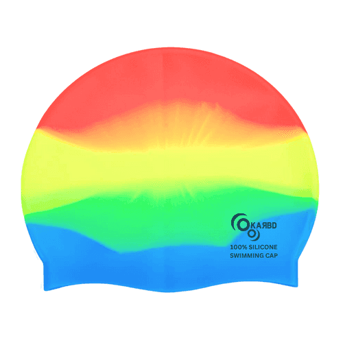 Silicone Swimming Cap for Kids/Adults | Unisex Universal Size Swimming Pool Head Cap | Rainbow