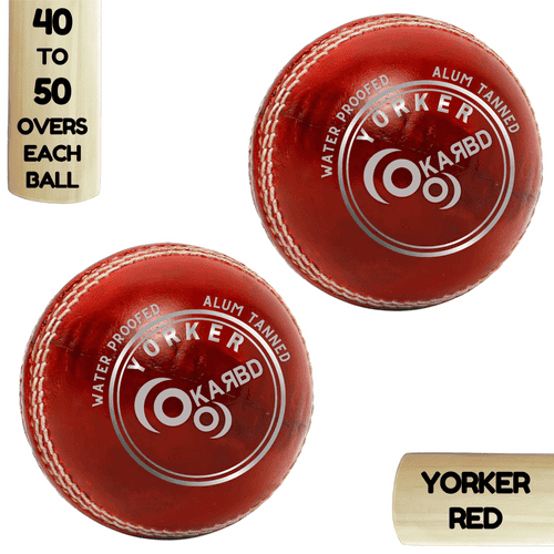 Cricket Leather Ball | 40 to 50 Overs | Yorker Red | Pack of 2