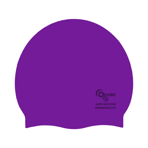 Silicone Swimming Cap for Kids/Adults | Unisex Universal Size Swimming Pool Head Cap | Purple Colour