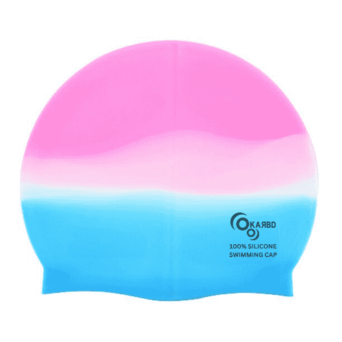 Silicone Swimming Cap for Kids/Adults | Unisex Universal Size Swimming Pool Head Cap | Pink, White & Blue